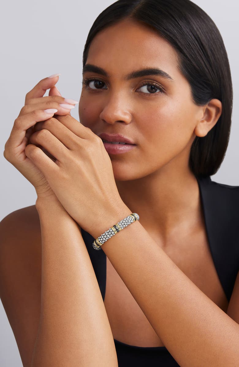 LAGOS Two-Tone Black Ceramic Station Bracelet, Alternate, color, Two Tone