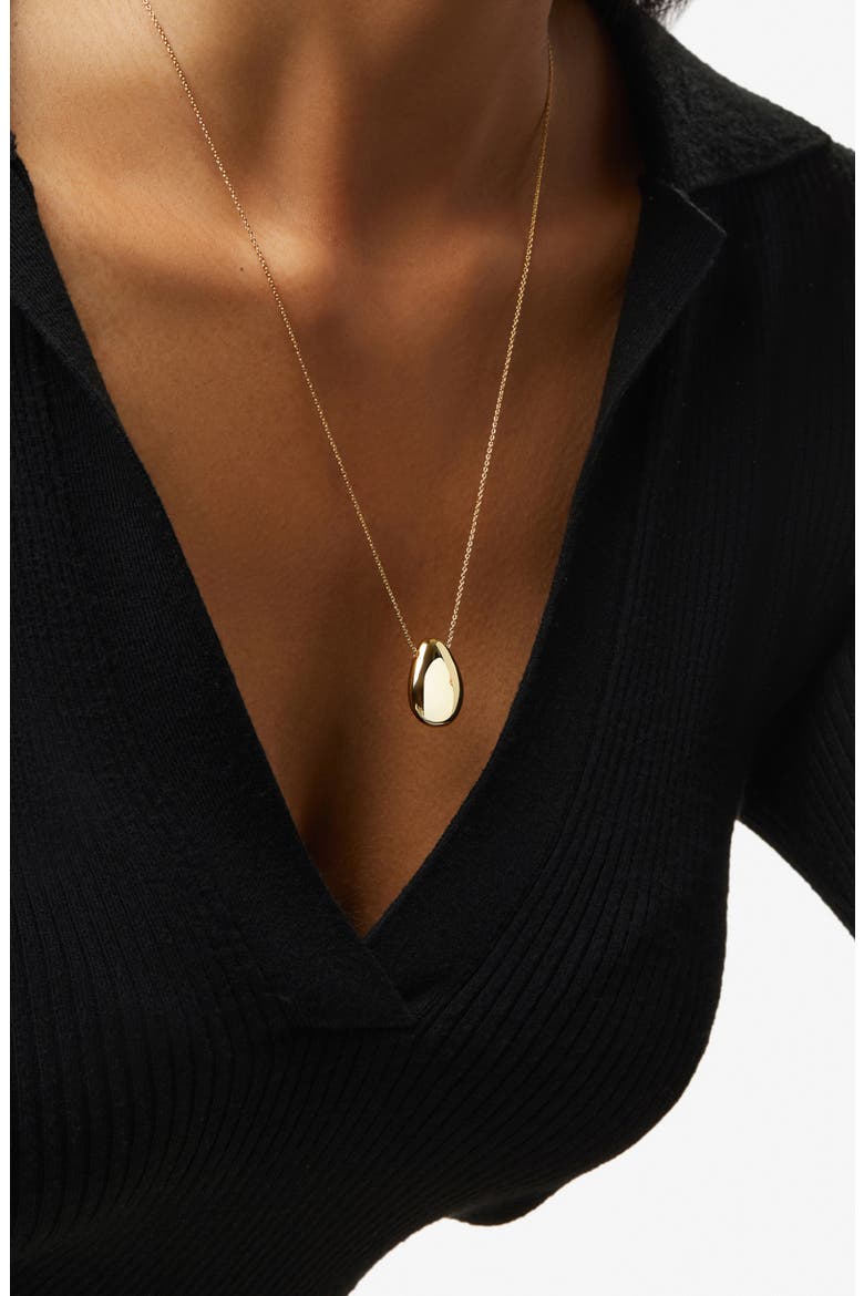Gold Pendant Necklace - Pebble, Alternate, color, Gold