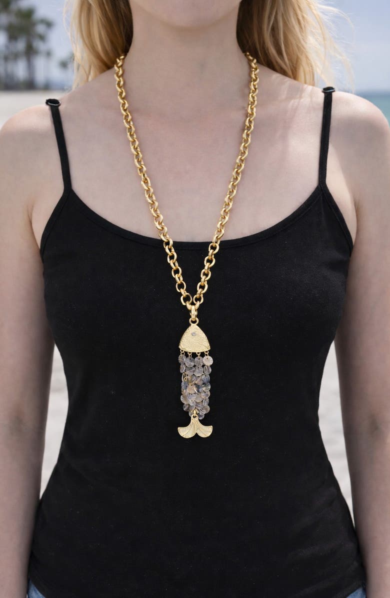 EYE CANDY LOS ANGELES Nimba Fish Pendant Necklace, Alternate, color, 