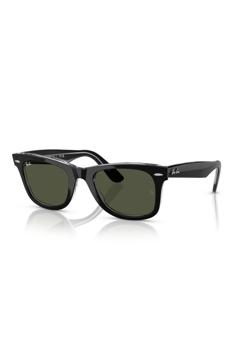 Classic Wayfarer 50mm Sunglasses, Alternate, color, BLACK ON TRANSPARENT / GREEN
