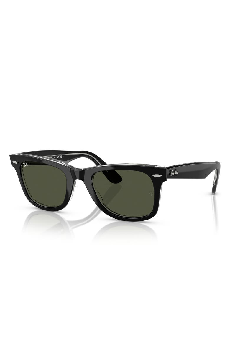 Ray-Ban Classic Wayfarer 50mm Sunglasses, Alternate, color, Black On Transparent / Green