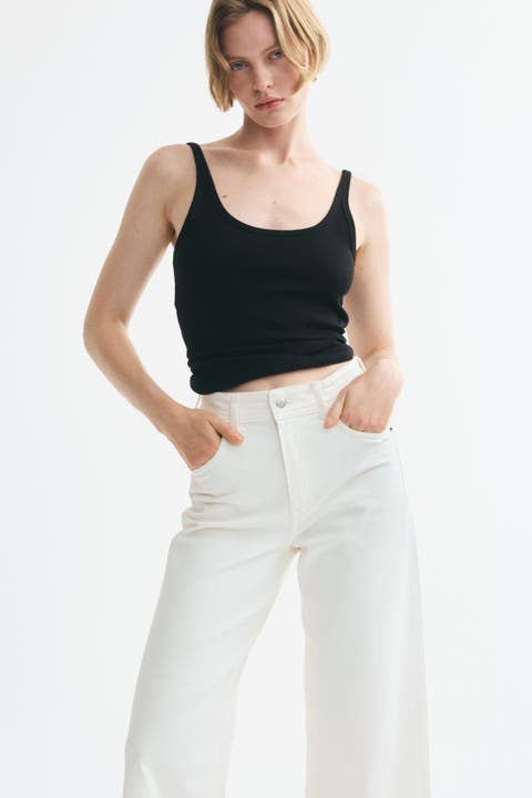 Wide High Waist Ankle Jeans