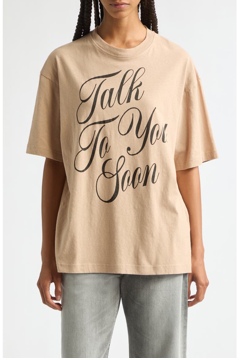 Exford U Talk To You Soon Cotton & Hemp Graphic T-Shirt, Main, color, BEIGE