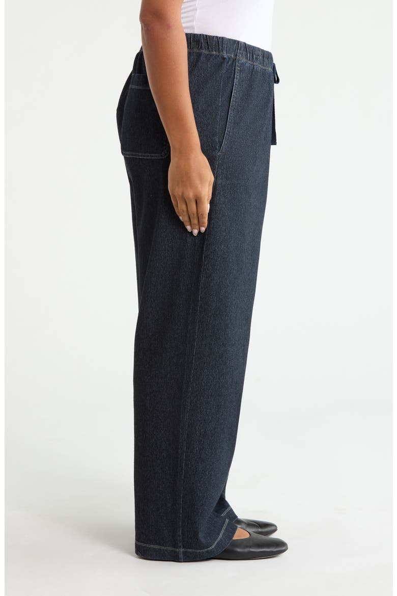Drawstring Stretch Organic Cotton Straight Leg Pants, Alternate, color, DARK WASH