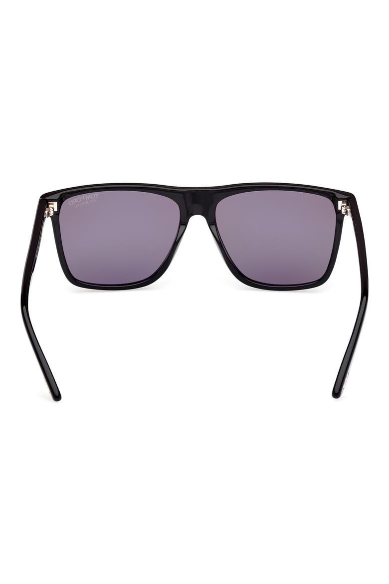 Fletcher 57mm Polarized Square Sunglasses, Alternate, color, BLACK ECO / T LOGO / SMOKE