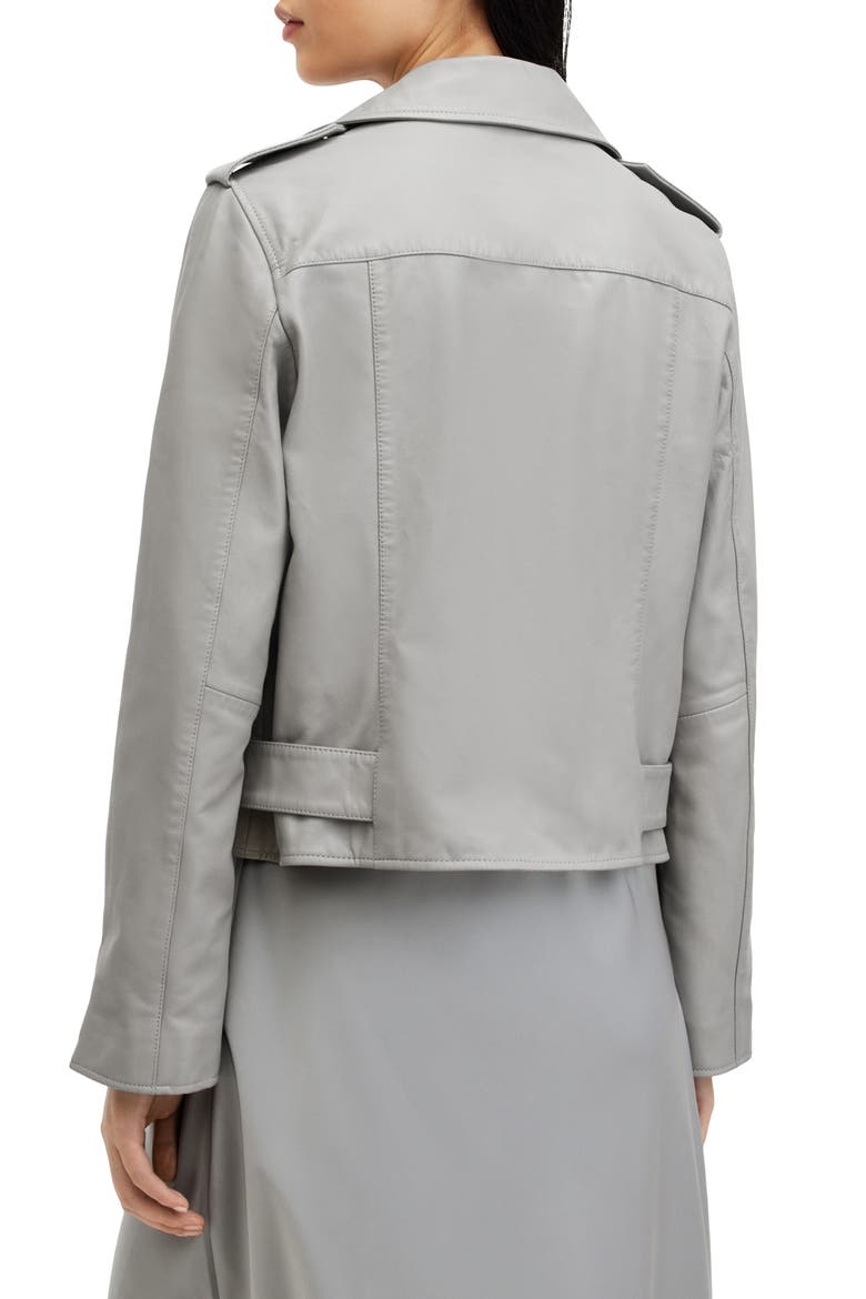 Balfern Belted Leather Biker Jacket, Alternate, color, ULTIMATE GREY