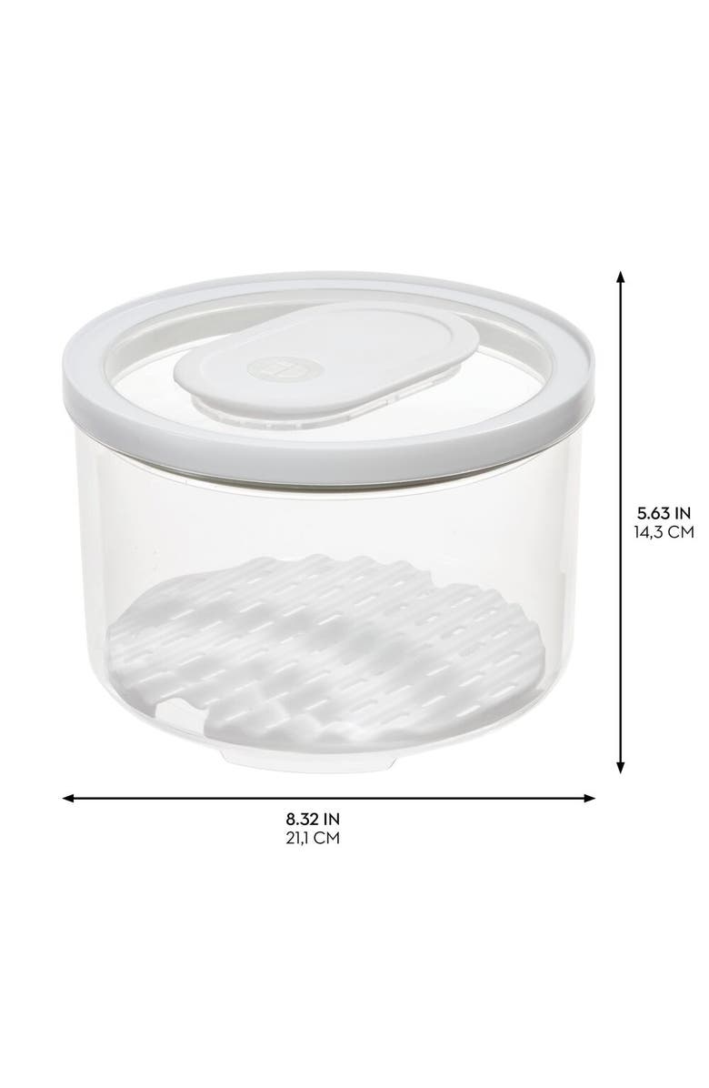 iDesign Round Produce Bin with Drainage Tray and Lid - Set of 4 - Clear, Alternate, color, 