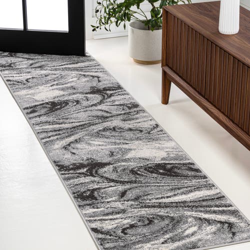 Jonathan Y Viscon Abstract Marble Contemporary Area Rug In Light Gray/black