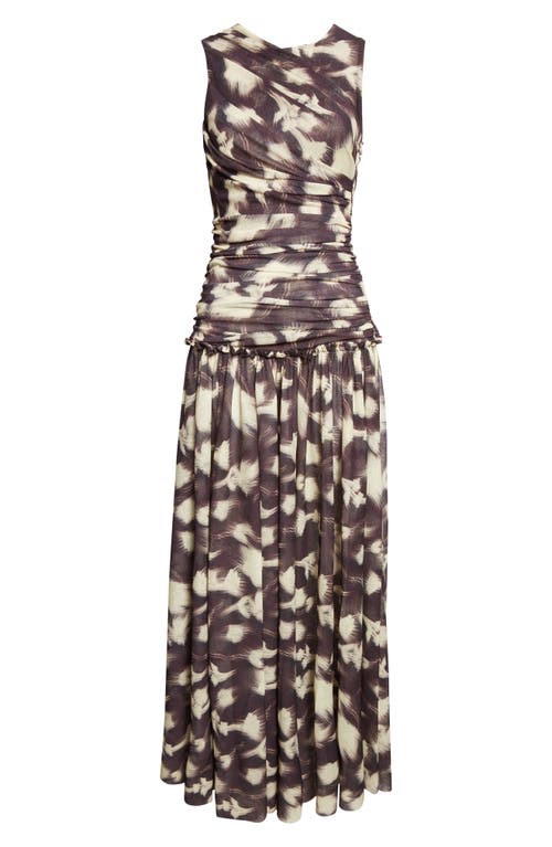 Siedres Siedrés Alina Print Ruched Open Back Mesh Dress In Multi