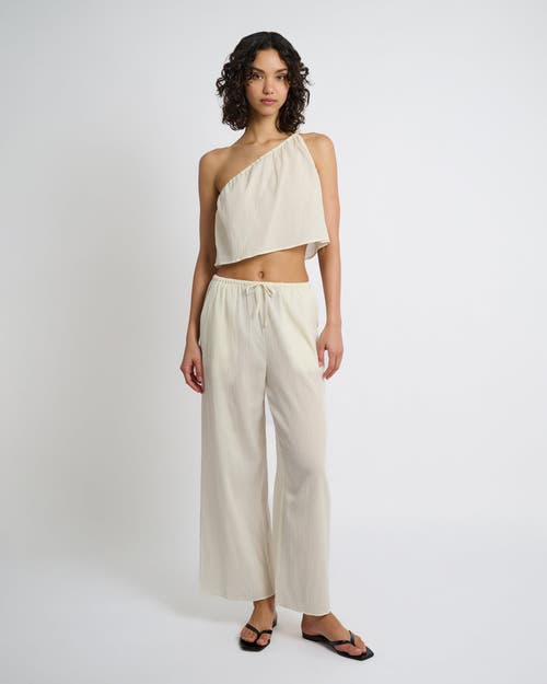 Shop Onia Crinkle Gauze One-shoulder Top In Egret