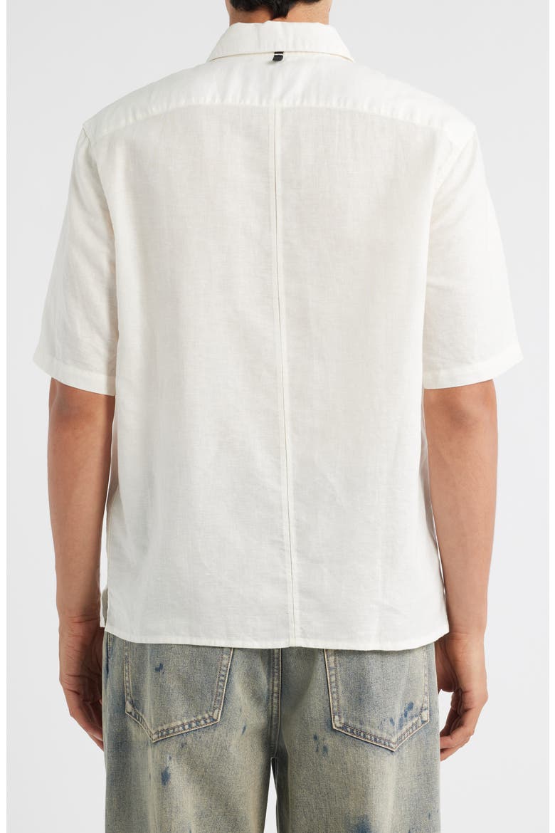 Dalton Short Sleeve Linen & Cotton Button-Up Shirt, Alternate, color, CHALK