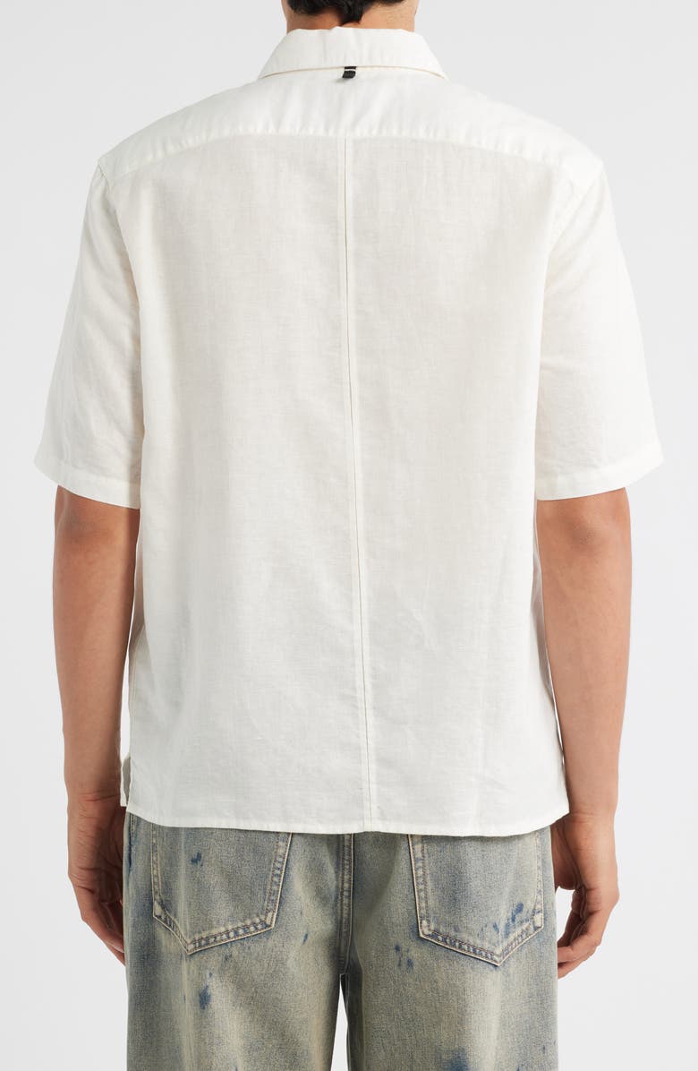 rag & bone Dalton Short Sleeve Linen & Cotton Button-Up Shirt, Alternate, color, Chalk