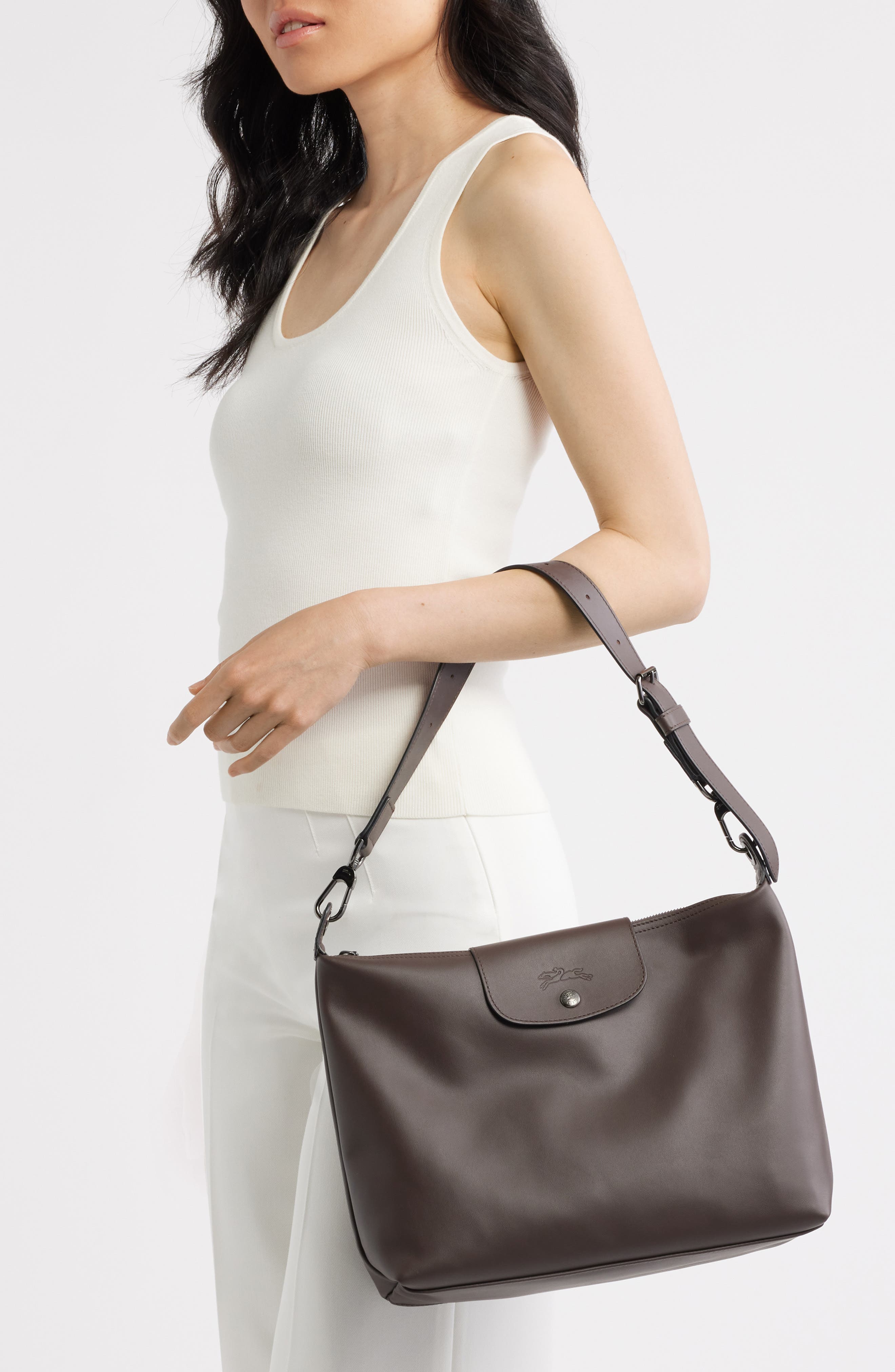 Longchamp Medium Le Pliage Xtra Leather Hobo Bag, Alternate, color, Mocha