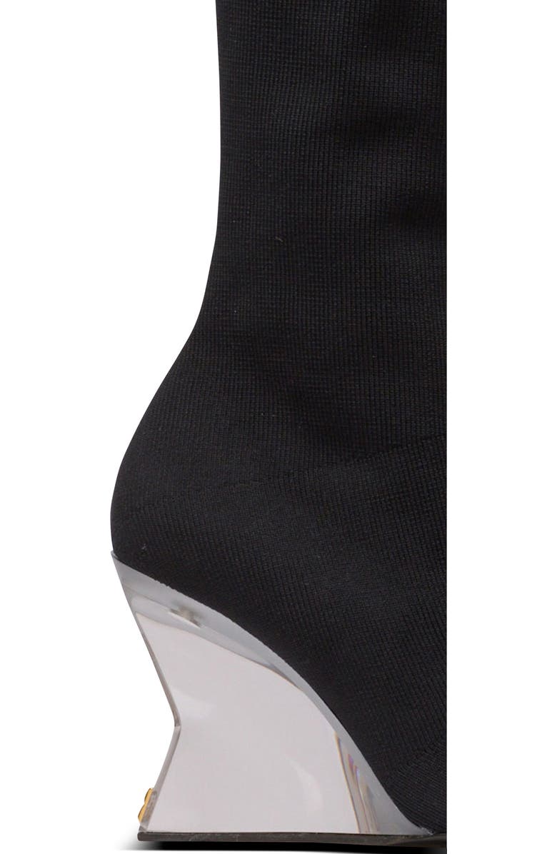 Balmain Wedge knit thigh-high boots, Alternate, color, Black