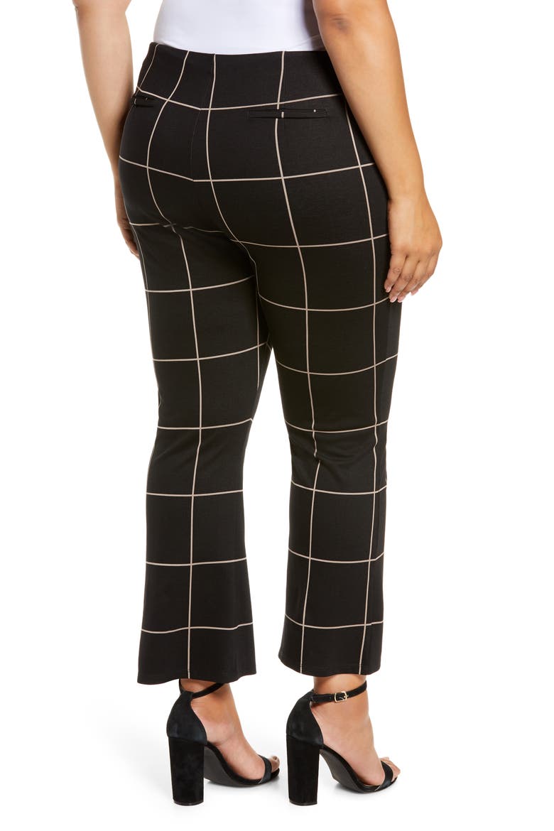 Ponte High Waist Kick Flare Pants, Alternate, color, BLACK TAN MEMOIR THIN GRID