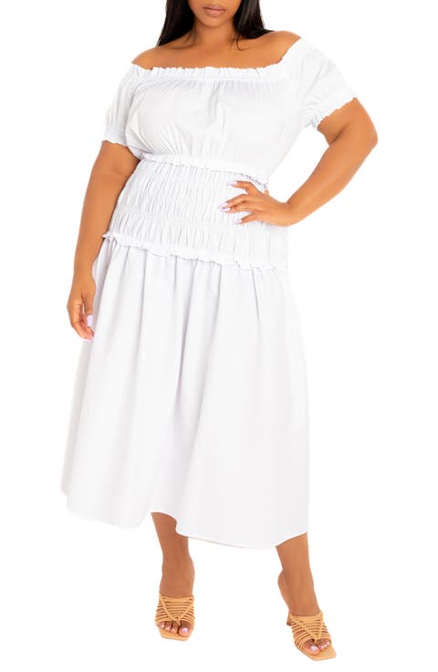 Off the Shoulder Midi Dress (Plus)