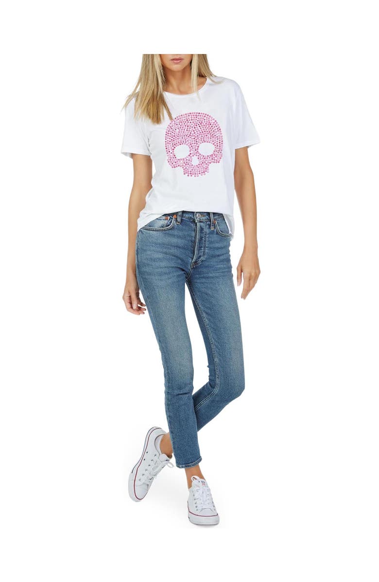 Lauren Moshi Croft Short sleeve Vintage Tee Exclusive Stud Skull Tee, Alternate, color, White