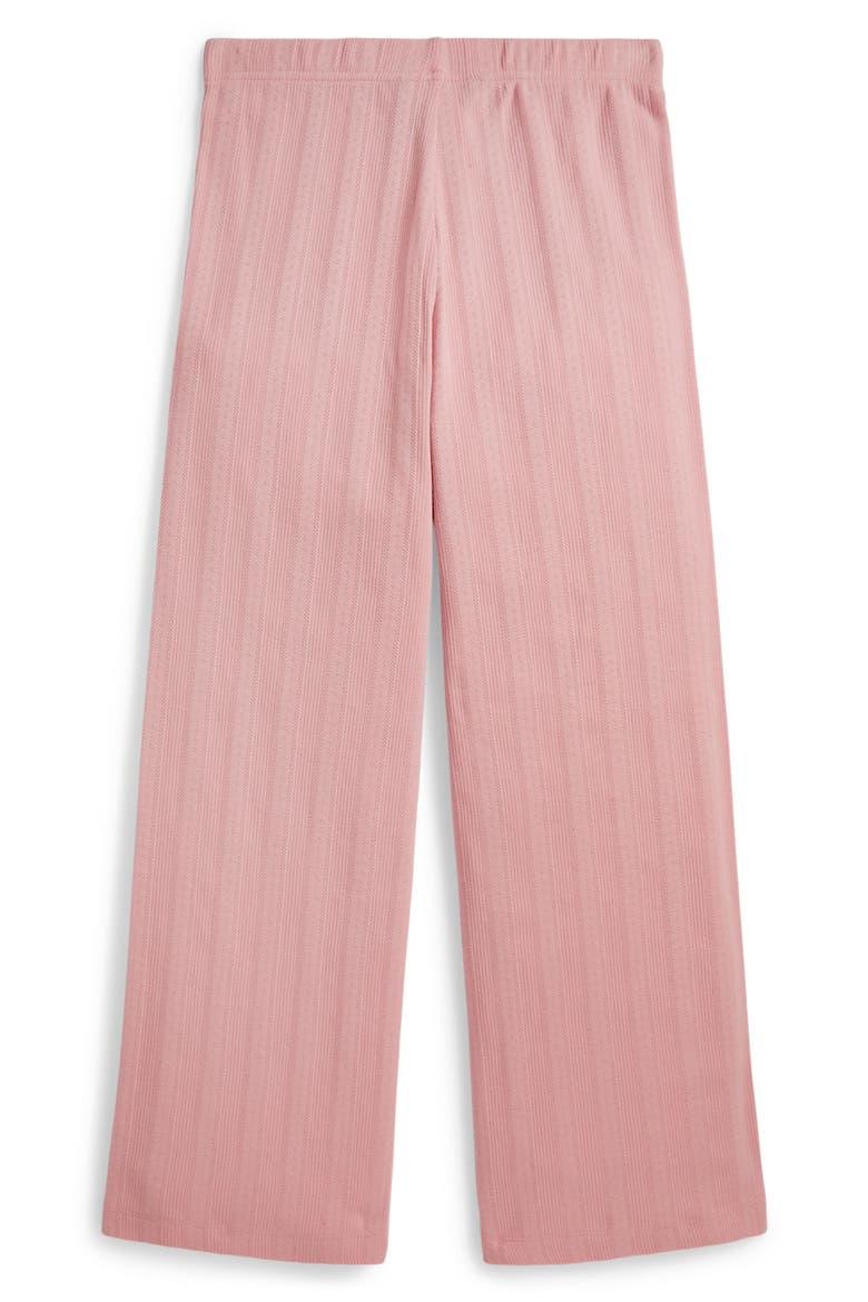 Kids' Pointelle Knit Cotton Wide Leg Pants, Alternate, color, ADIRONDACK ROSE