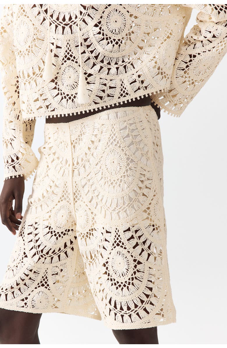 H&M Crochet-look bermuda shorts, Alternate, color, Cream