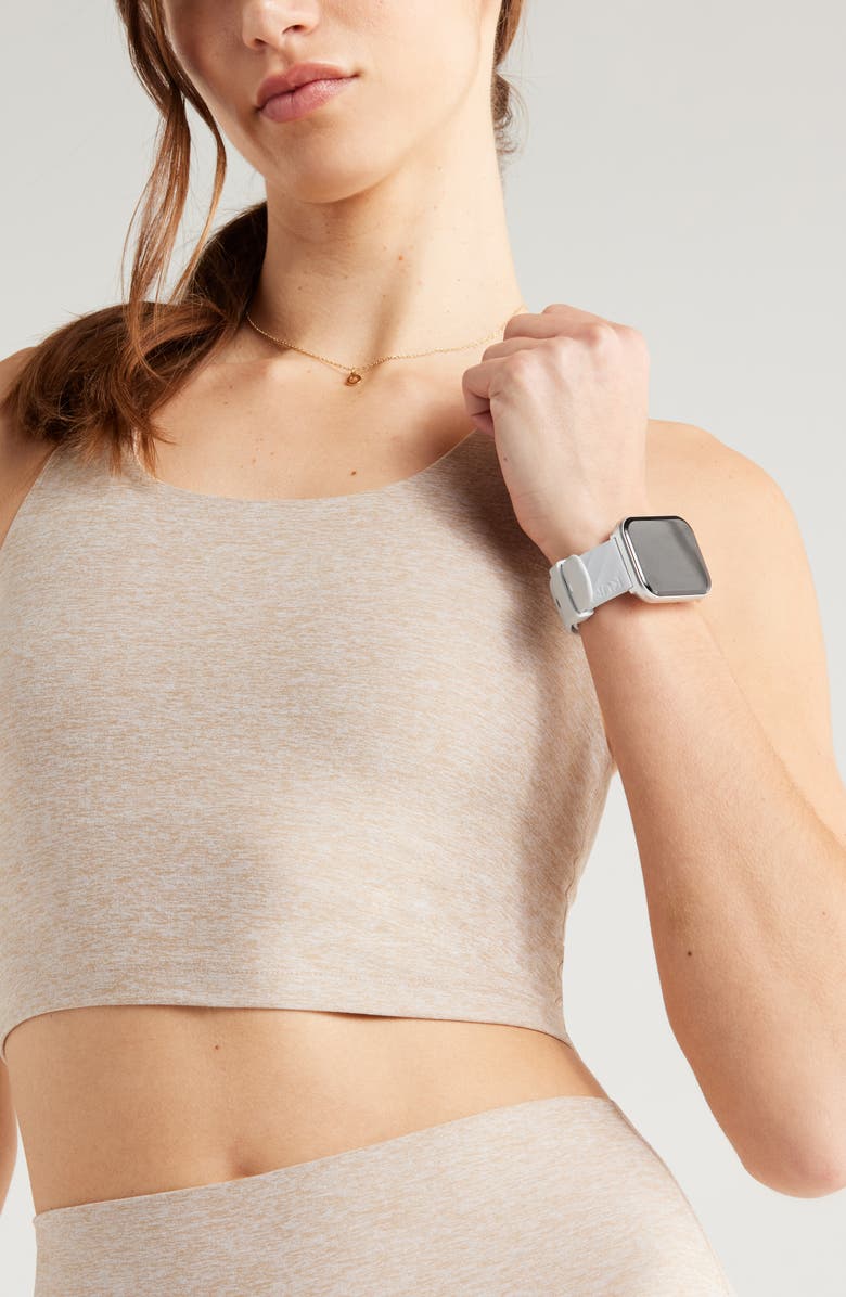 Zella Renew Mélange Support Crop Tank, Alternate, color, Tan Thread Melange