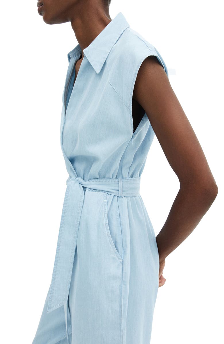 MANGO Belted Chambray Jumpsuit, Alternate, color, 