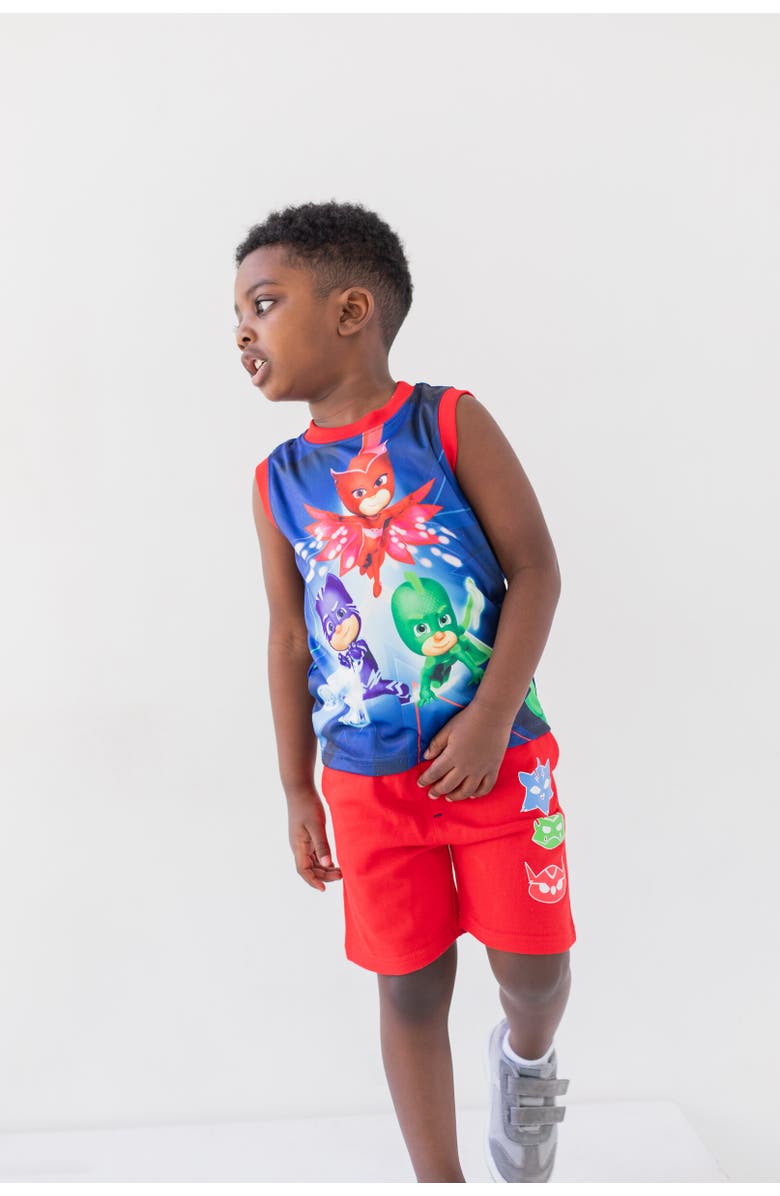 PJ MASKS 3pc Tank Top, Tee & Shorts Set, Alternate, color, Multicolor