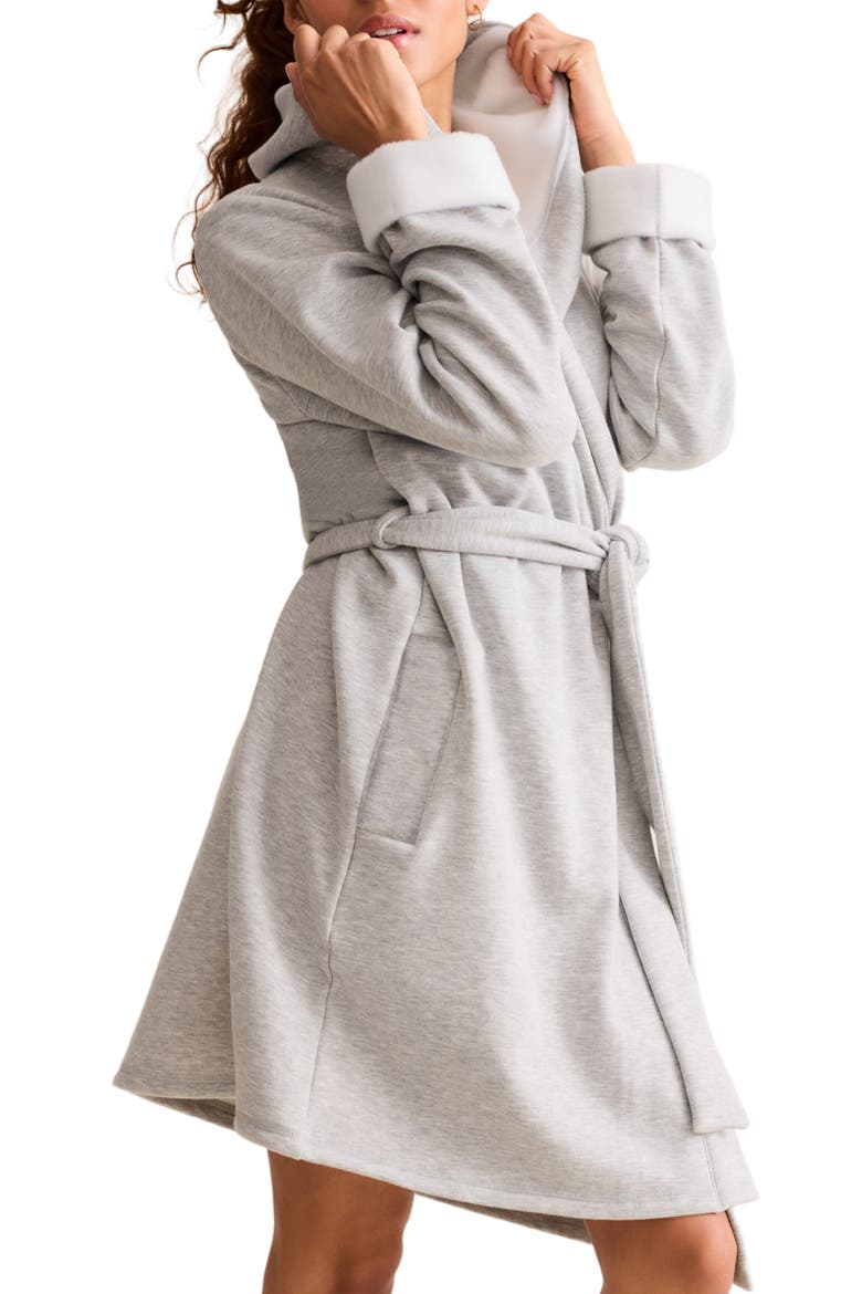 Cozy Short Robe, Alternate, color, HEATHER GREY