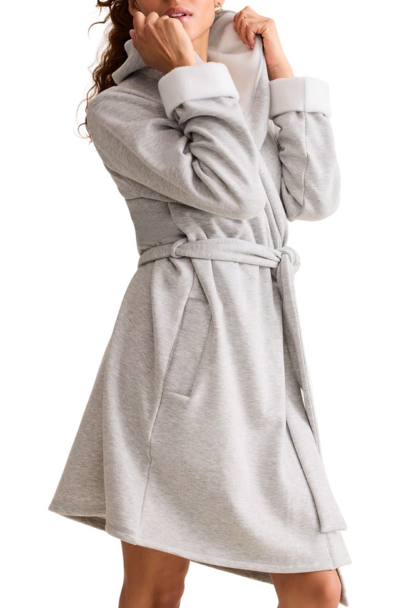 Fleur't Cozy Short Robe, Alternate, color, Heather Grey