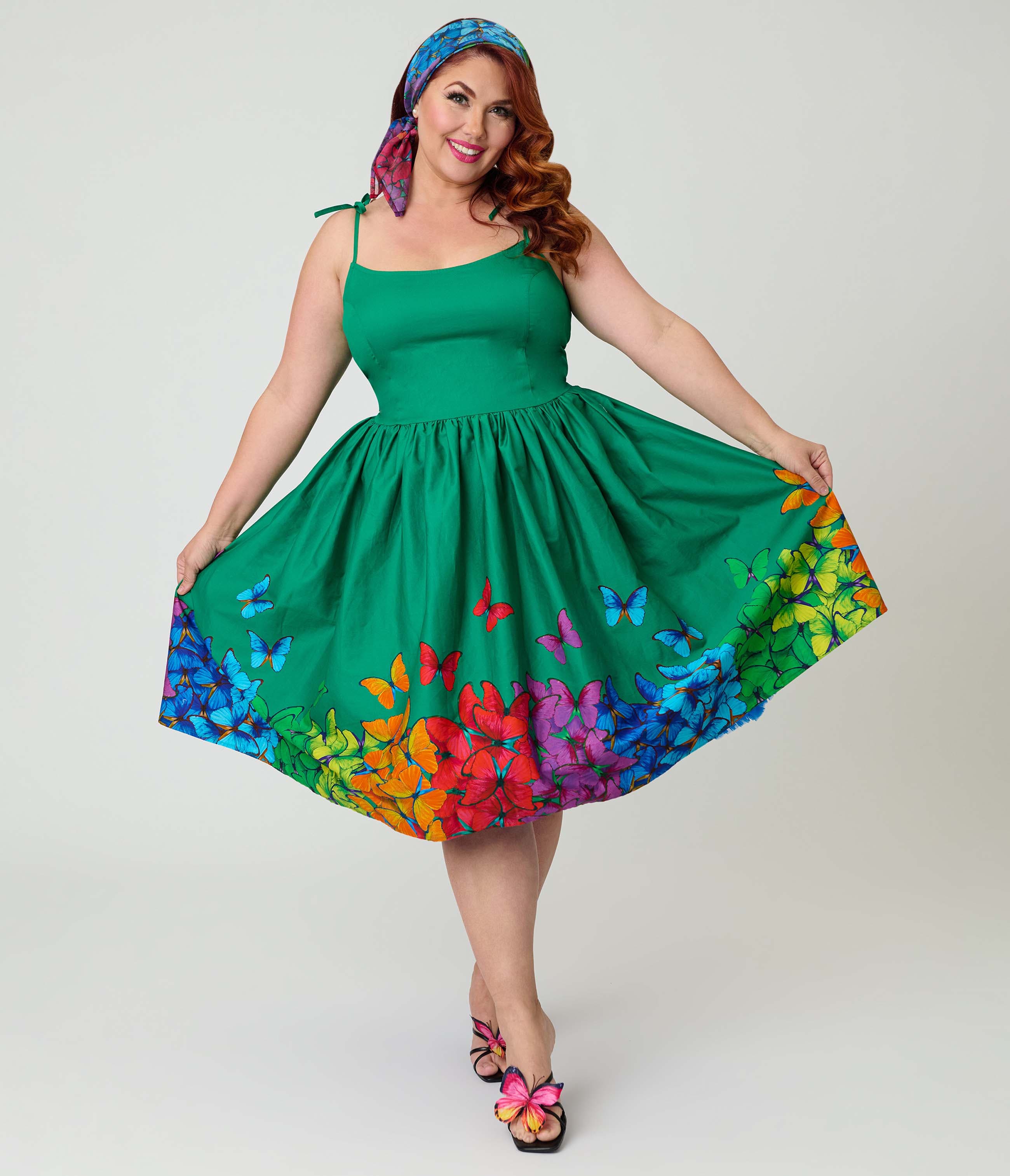 selected Green W/ Rainbow Butterflies