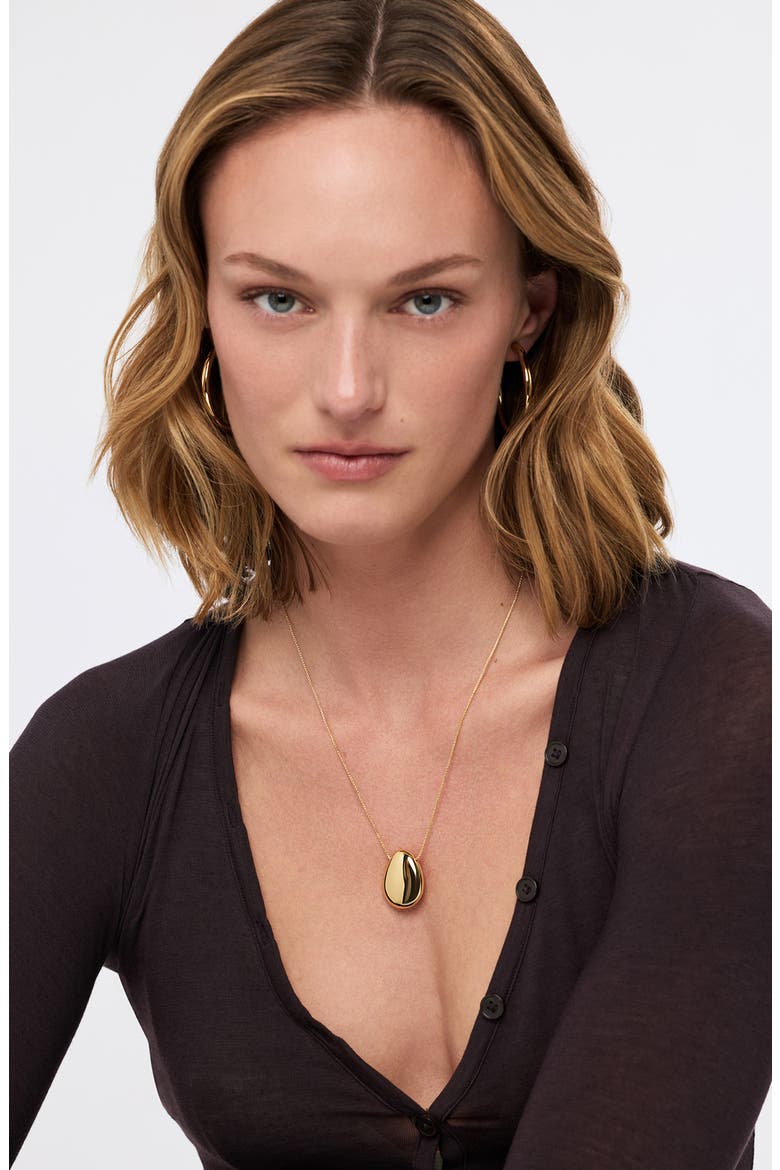 Large Pebble Pendant Necklace, Alternate, color, GOLD