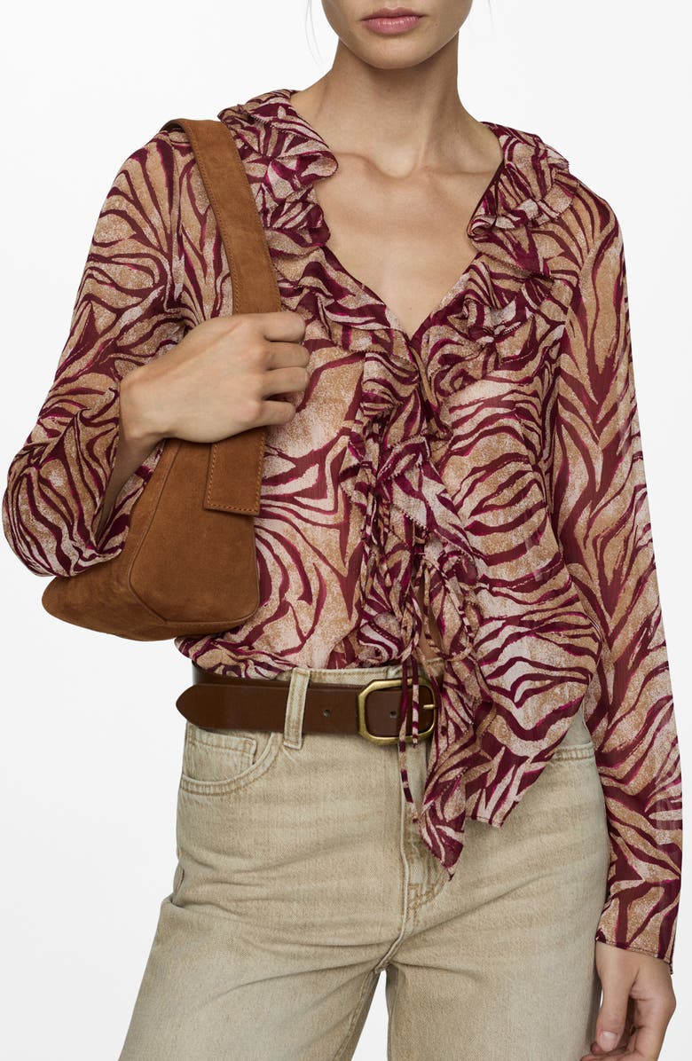 MANGO Ruffles Print Top, Main, color, 