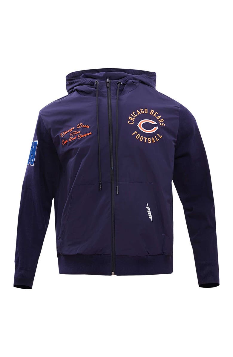 PRO STANDARD Men's Pro Standard Navy Chicago Bears Hybrid Woven Full-Zip Hoodie, Alternate, color, Navy