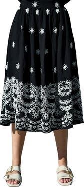 Yumi Embroidered Midi Skirt