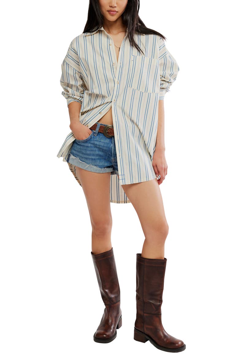 We The Free Freddie Striped Cotton Shirt, Alternate, color, IVORY COMBO