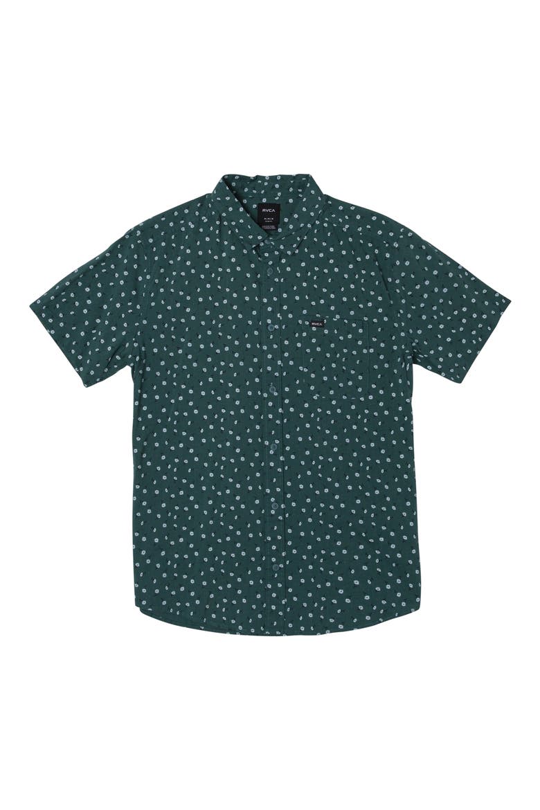 Prelude Floral Print Short Sleeve Button-Down Shirt, Alternate, color, ALPINE