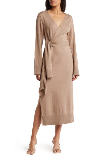 Shop Simkhai Skyla Long Sleeve Cotton & Cashmere Sweater Dress