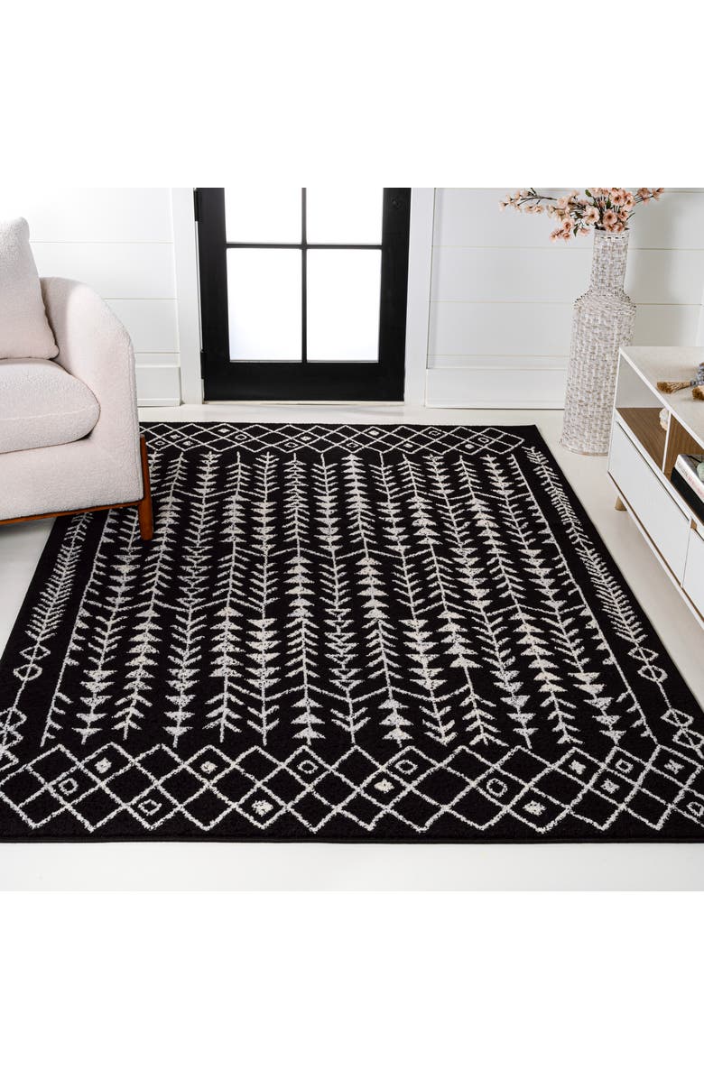 JONATHAN Y Ziri Moroccan Geometric Area Rug, Alternate, color, Black/Cream