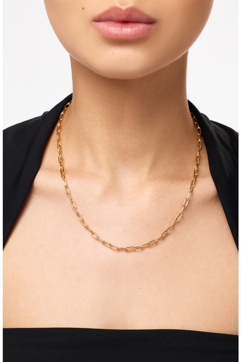 Solid Yellow Gold - Large Paperclip Necklace, Alternate, color, Gold
