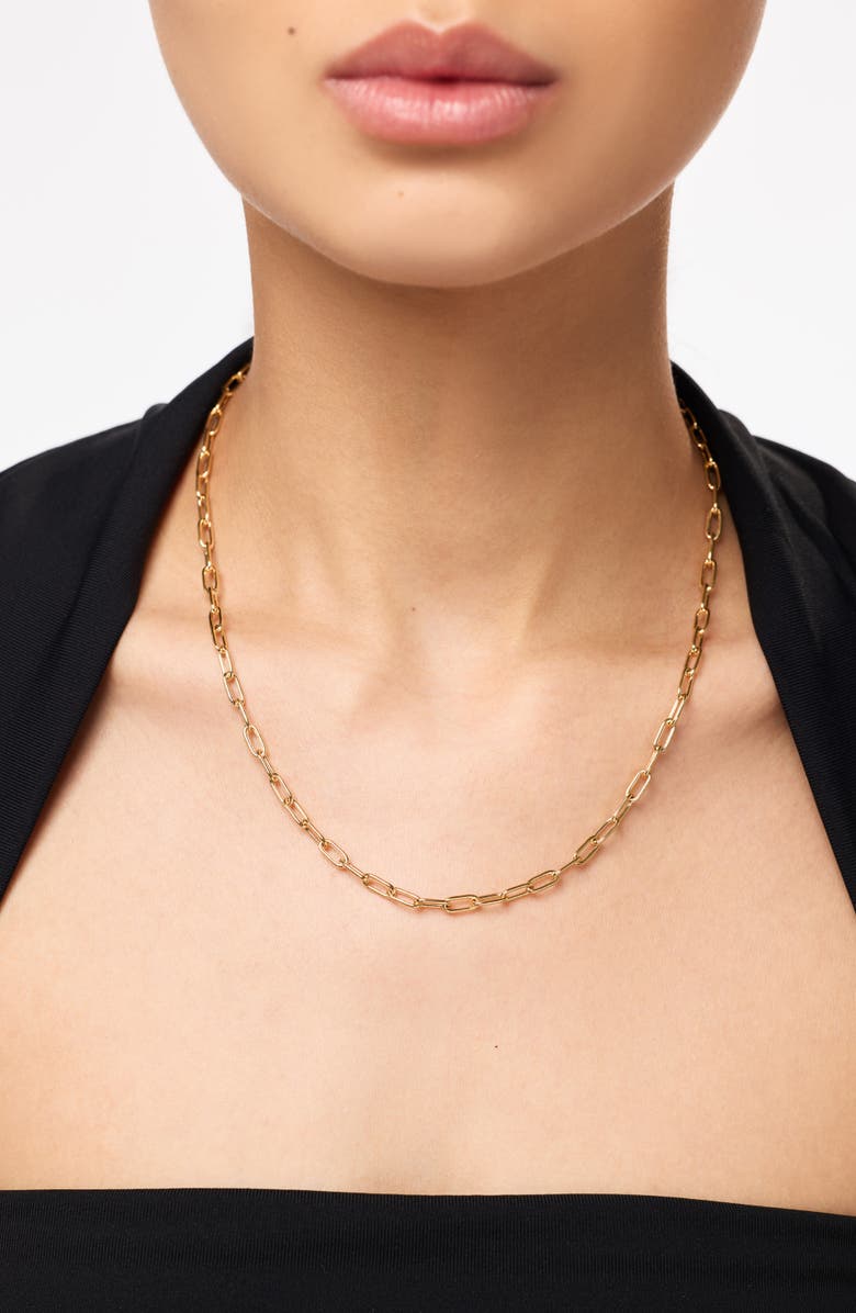 Ana Luisa Solid Yellow Gold - Large Paperclip Necklace, Alternate, color, Gold