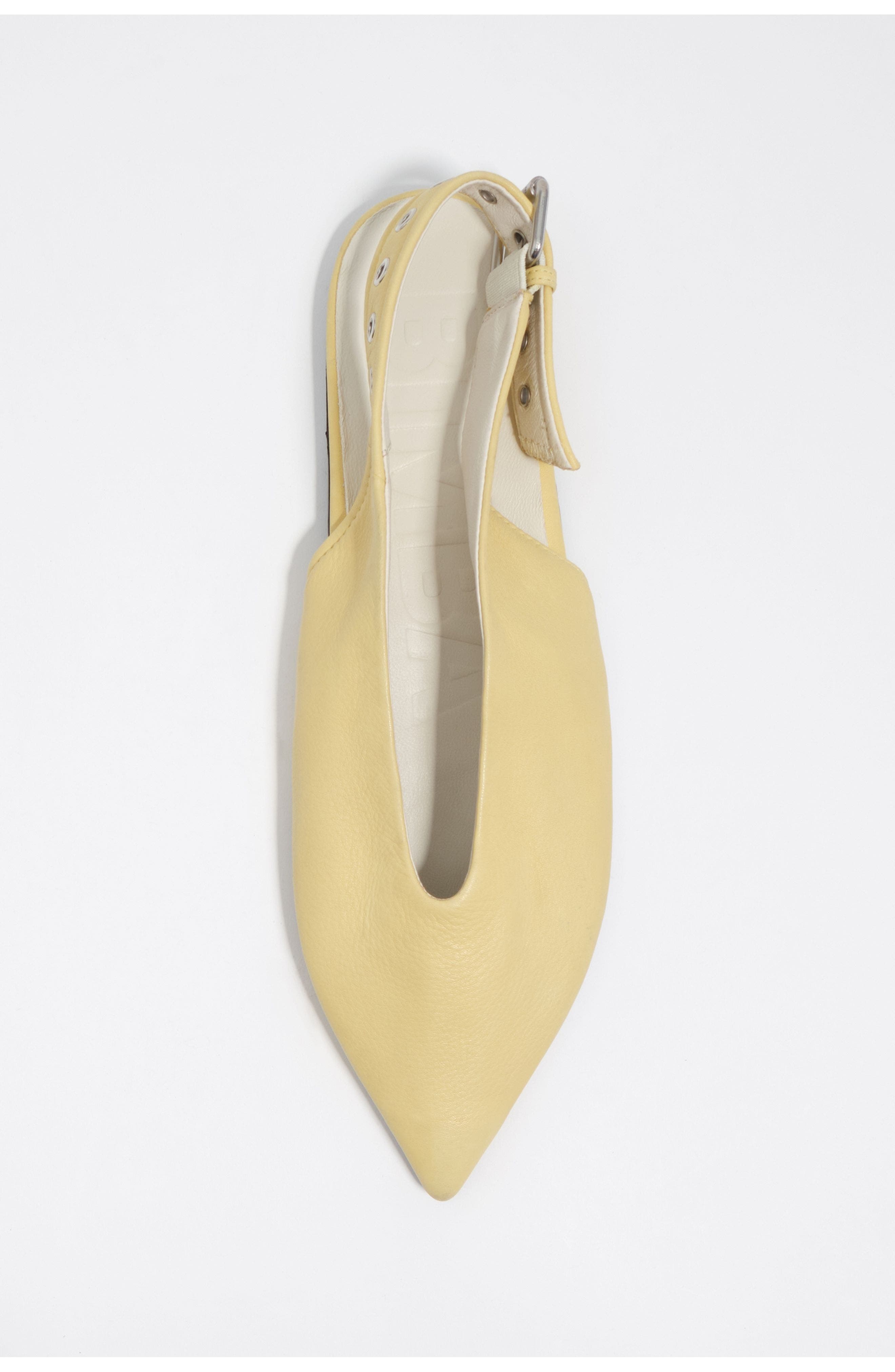 Bimba y Lola Leather Slingback Pointed Toe Ballerina, Alternate, color, Light Yellow
