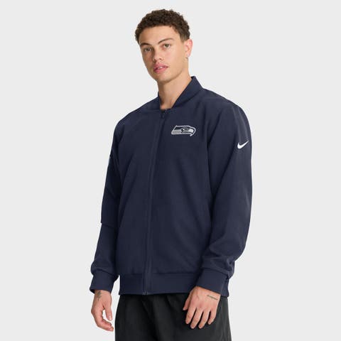 Men's Nike College Navy Seattle Seahawks Sideline Powerful Blocking Full-Zip Dri-FIT Bomber Jacket
