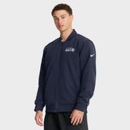 Nike Men's Nike College Navy Seattle Seahawks Sideline Powerful Blocking Full-Zip Dri-FIT Bomber Jacket