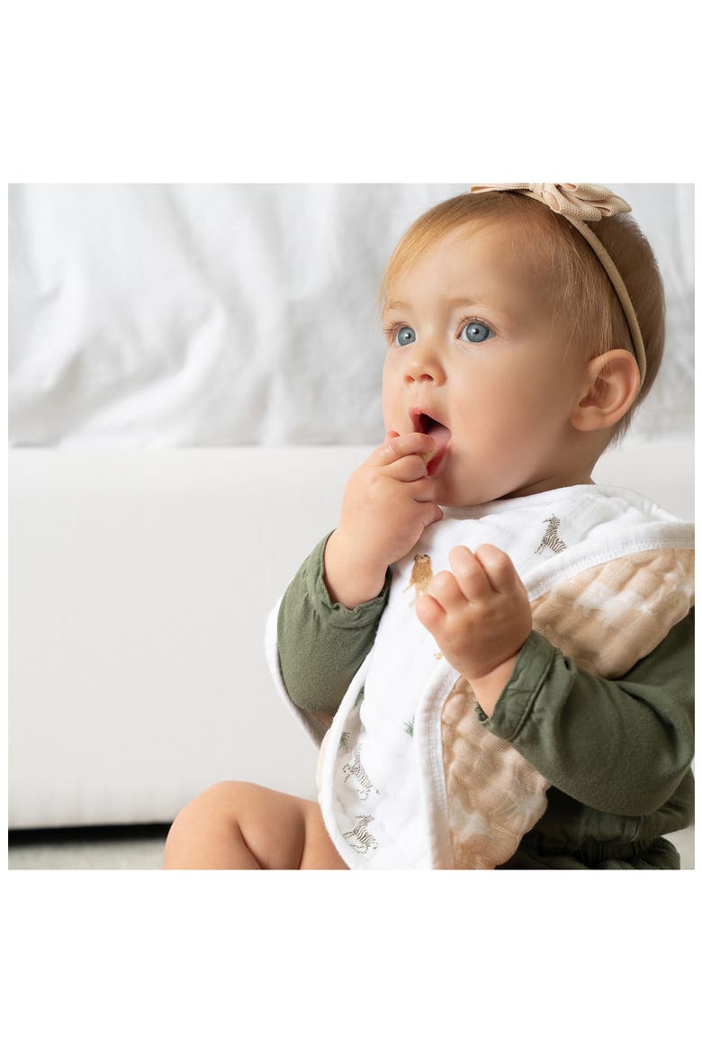 2-Pack Organic Cotton Burpy Bibs, Alternate, color, SAFARI DREAMS