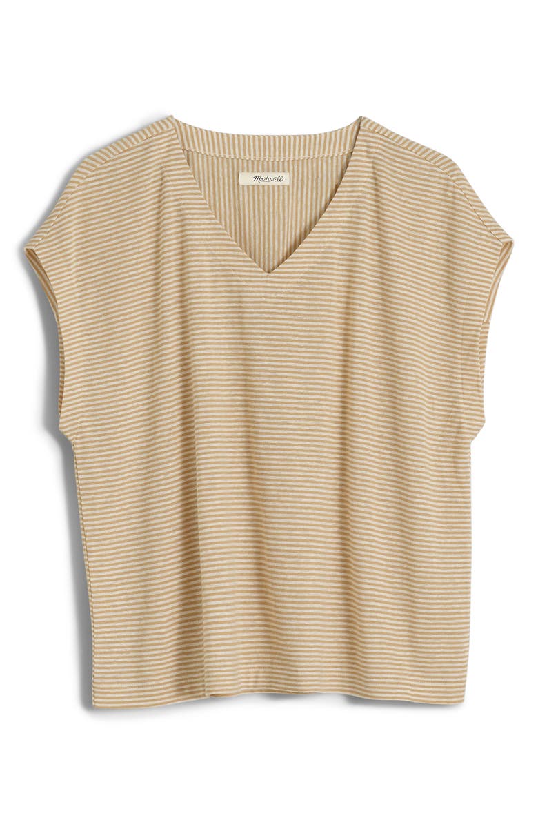 Madewell Stripe Relaxed V-Neck Linen Blend Top, Main, color,