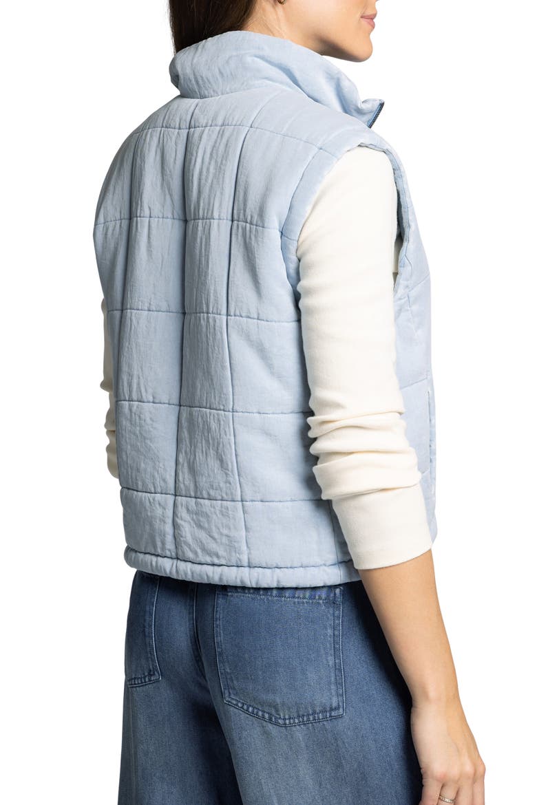 Brina Quilted Denim Zip-Up Vest, Alternate, color, LIGHT DENIM