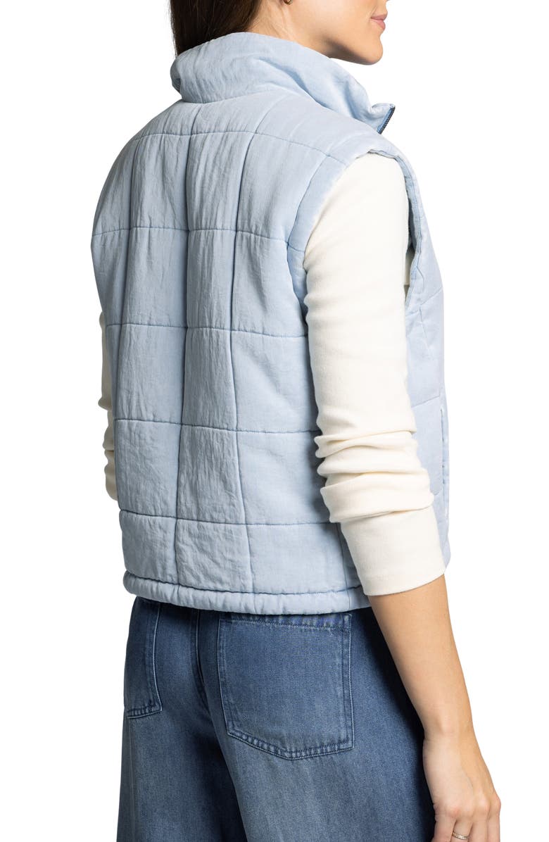 Thread & Supply Brina Quilted Denim Zip-Up Vest, Alternate, color, Light Denim