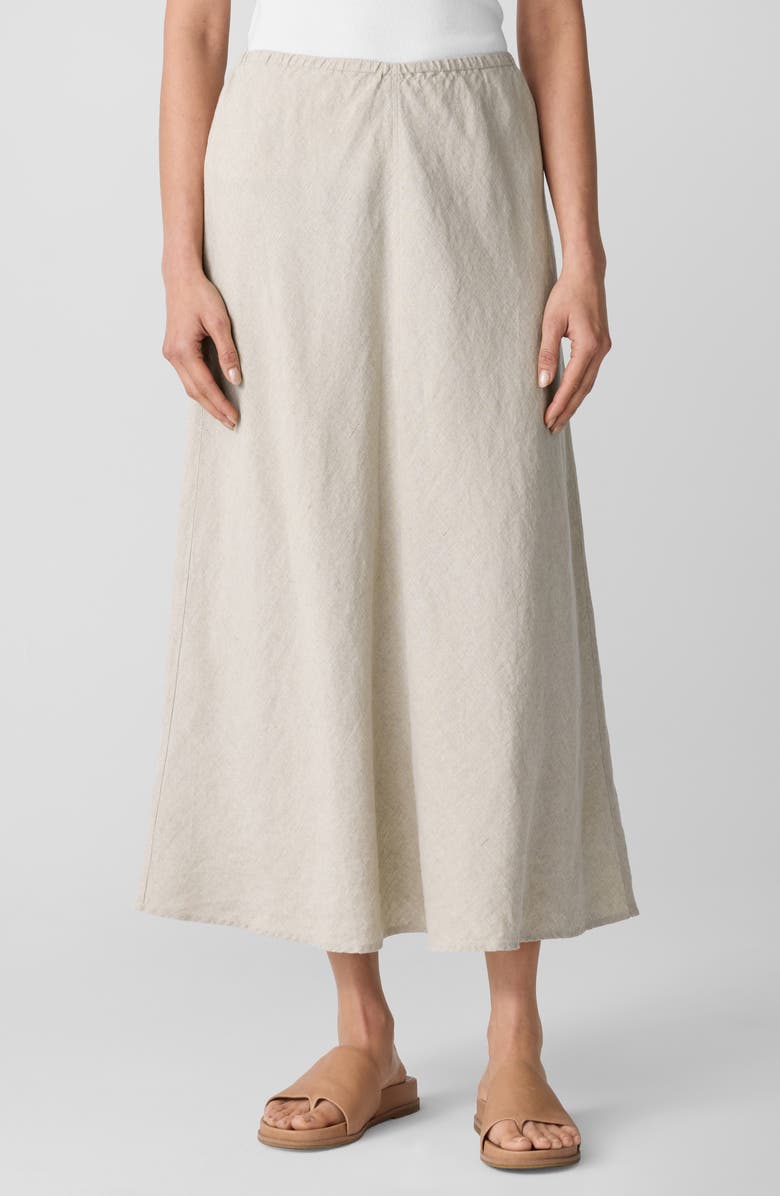 Eileen Fisher Bias Cut Organic Linen A-Line Skirt, Main, color, Undyed Natural