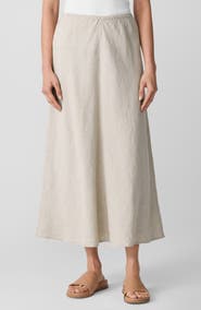 Eileen Fisher Bias Cut Organic Linen A-Line Skirt