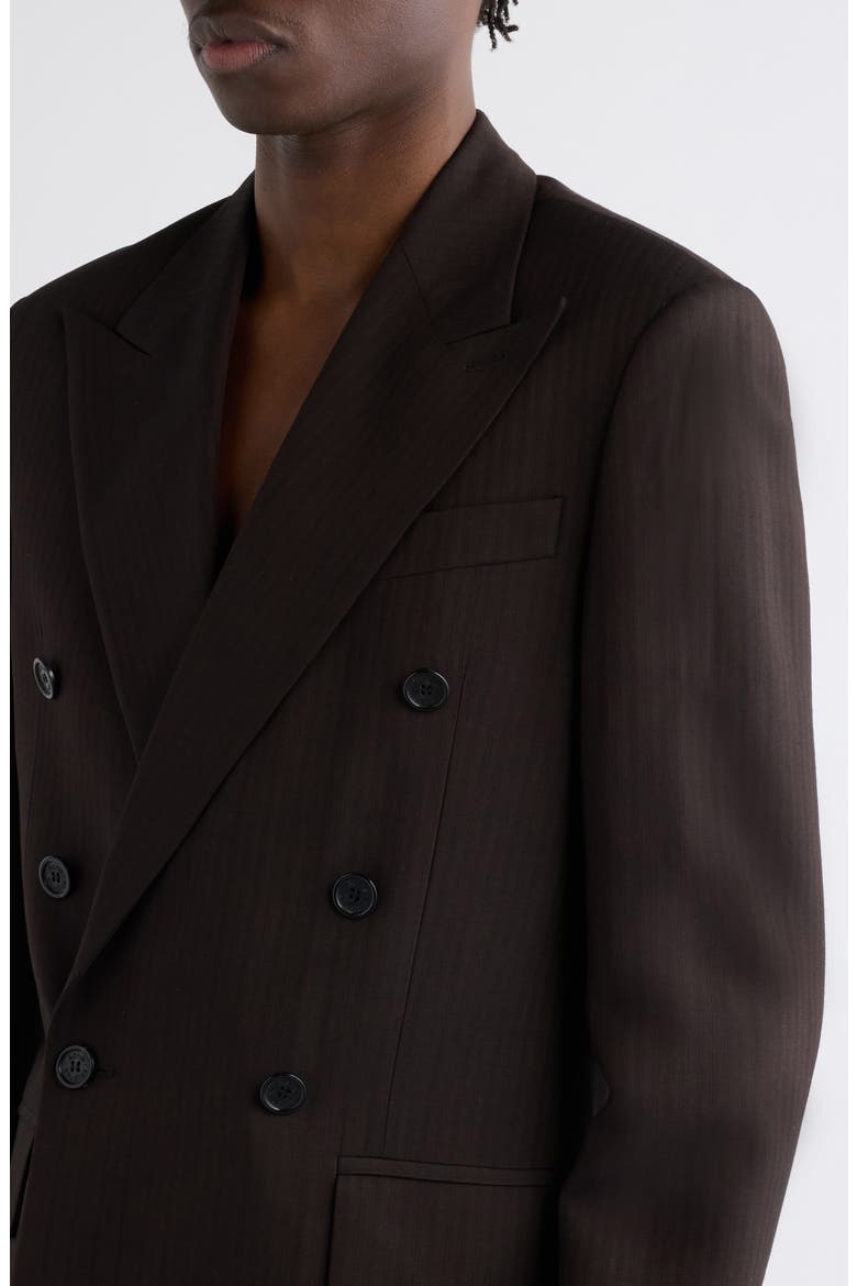 Jason Herringbone Double Breasted Blazer, Alternate, color, CHOCOLATE BROWN