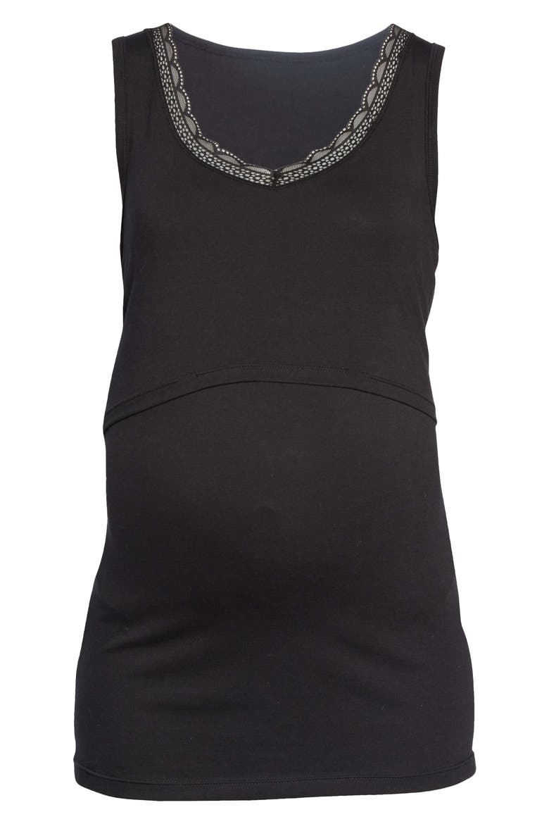 Aura Maternity/Nursing Tank, Alternate, color, BLACK